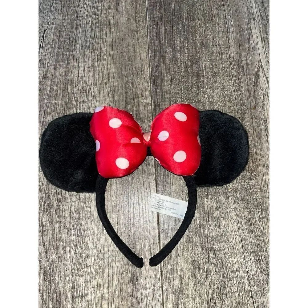 Disney Parks Satin Polka Dot Bow Ears Classical Minnie Mickey Mouse Headband